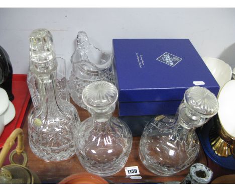 A Pair of Richardson Lead Crystal Spirit Decanters, whisky decanter, water jug, Edinburgh wines (boxed):- One Tray