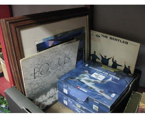 The Beatles 'Help' Album, Focus "Hamburger Concerto", two boxed Corgi military air power, four prints o boats, 'America cup w