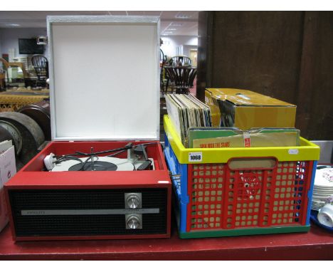 A 1960's Fidelity Table Top Record Player, a collection of LP's and 78RPM's and a Bush classic portable (boxed), all untested