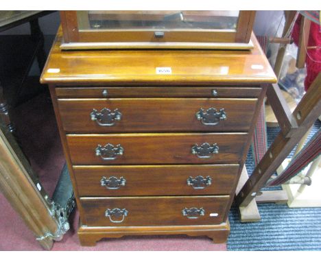 A Later XX Century Hardwood Chest of Drawers, of small proportions, tooled tan leather brushing slide scriver above four draw