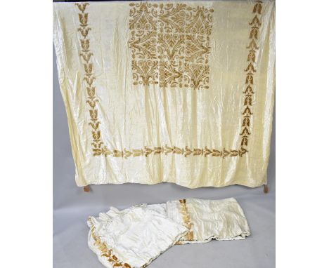 A Matching Set of Curtains and Throw, Pair with 128cm Drop, Single with 100cm Drop and Throw 260x220cm approx 