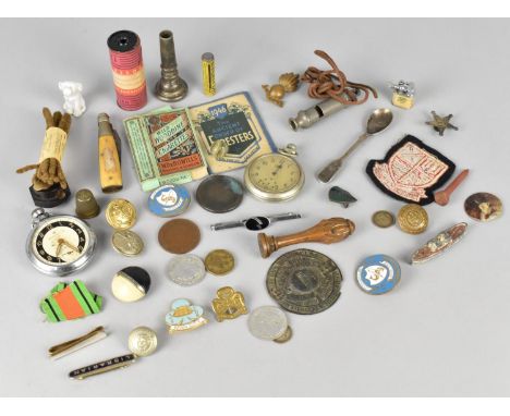 A Collection of Sundry Militaria Comprising Military Buttons, Pocket Watches, Bugle Mouthpiece, Enamel Badges etc 