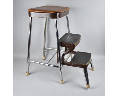 A Modern Chrome Framed Step Stool 