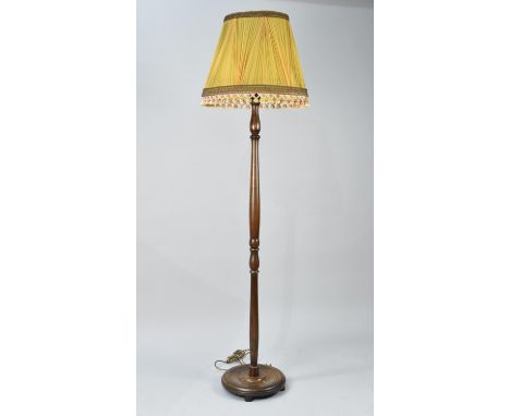 A Mid 20th Century Turned Wooden Standard Lamp with Shade 