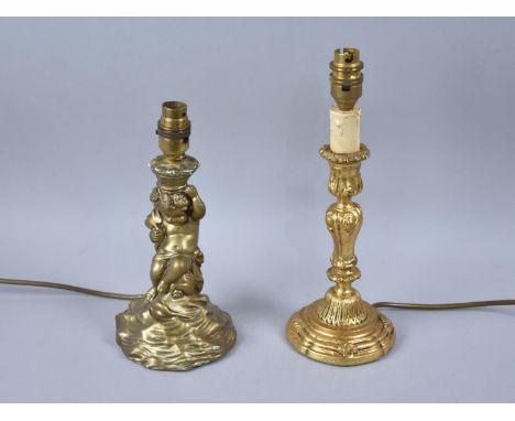 Two Mid/Late 20th Century Gilt Table Lamp Bases, Tallest 31cm high 