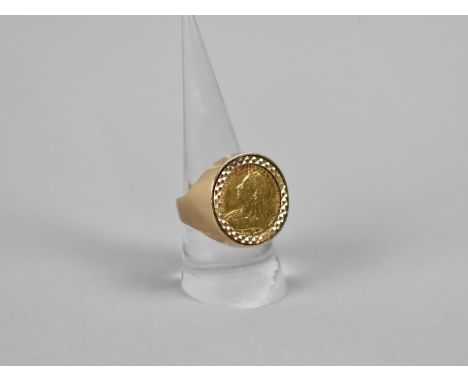 A 1893 Victorian Half Sovereign in 9ct Gold Ring Mount, Total Weight 11.2gms 