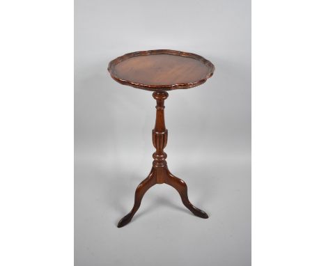 A Circular Piecrust Mahogany Tripod Wine Table, 29cms Diameter and 53cms High, Small Section of Piecrust Has Been Glued 