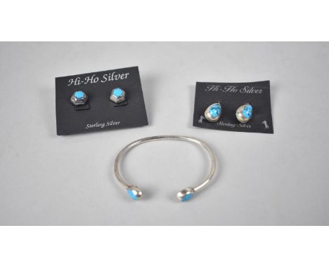 A Collection of Silver Mounted Turquoise Jewellery to include Mexican Bangle, Drop and Stud Earrings 