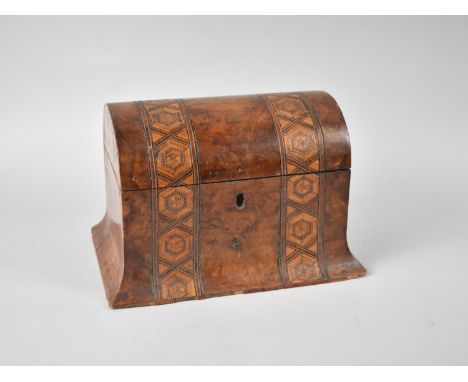 A Late 19th Century Banded Inlaid Burr Walnut Two Division Tea Caddy, 23cms Wide and 15cms High 