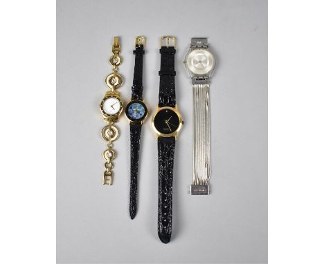 A Collection of Four Ladies Wristwatches to include Two Swatch Examples, Ozgem Opal Faced Quartz and a Diamond Quartz Example