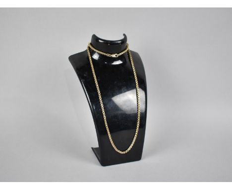 A 9ct Gold Box Link Necklace, Etched Links and Lobster Clasp Closure, 15.6gms, 66.5cms Long Approx, london Import Mark 