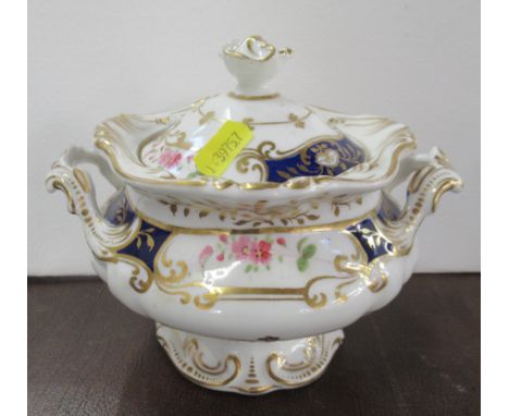 An English porcelain covered tureen, decorated with flowers together with&nbsp;A Grainger &amp; Co English porcelain plate, d