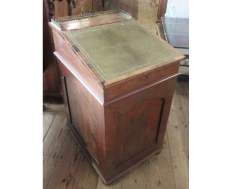 A narrow 19th century davenport with pierced brass gallery with sliding top , width 18ins, height 33ins&nbsp;