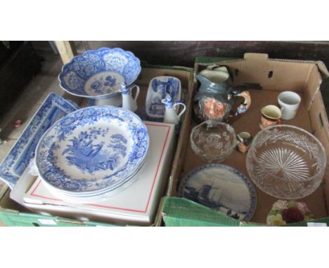 Two boxes of china and glass including a collection of Spode