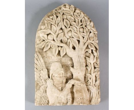 MOHAMMED GHANI HIKMAT ( IRAQ 1929 - 2011 ) CAST STONEWORK - C1970, the finely executed stonework depicting a winged figure be