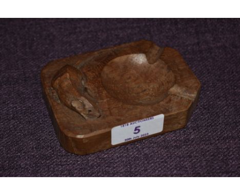 A Robert Thompson of Kilburn Mouseman oak ash tray, measuring 10cm long