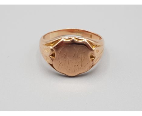 Vintage 9ct rose gold signet ring 5.4g size O