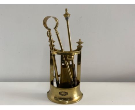 Vintage brass fire companion set