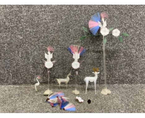 Excellent lamp work birds of paradise and deer probably by Billy Swingewood Stourbridge
