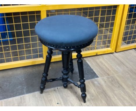 Vintage solid wood based &amp; Metal studded upholstered seated stool