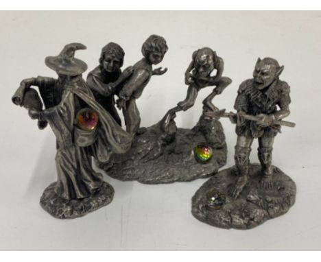 Three limited edition Tudor mint ornaments ‘The Lord of the rings’ by Myth &amp; magic includes Gandalf, Orc &amp; Frod, Sam 