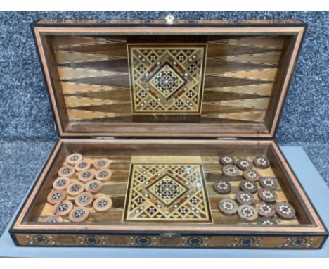 Vintage wooden backgammon game