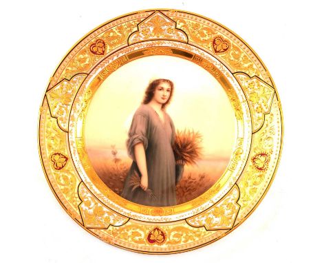 Vienna porcelain cabinet plate, painted with a portrait "Ruth", tooled gilt border, 24cm.Condition report:It is in very good 