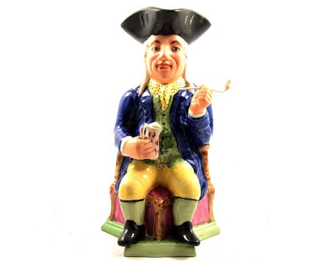 Early 20th century 'Squire' toby jug, William Kent style, navy jacket, with yellow polka dot neckerchief, green waistcoat, ho