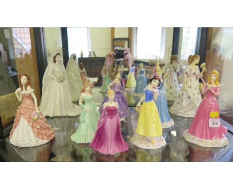 Royal Doulton figures of Snow White DP5, Cinderella DP1 and Sleeping Beauty DP2 (Disney Princesses Series) and other Coalport