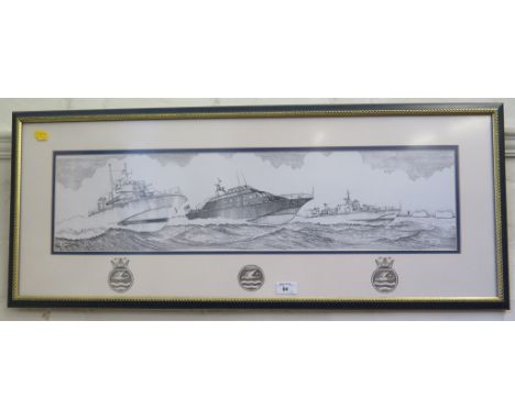 After B. Jardine Robertson Brave Swordsman, Brave Challenger and Brave Borderer, patrol boats off The Needles Etching 19cm x 