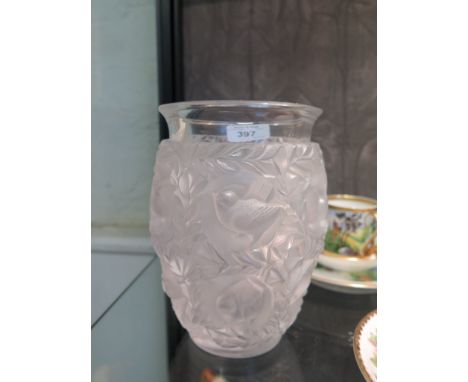 A Lalique Bagatelle frosted glass vase, Lalique France mark to the base, 17cm high 