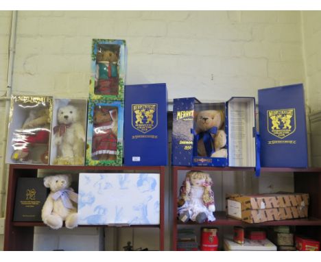 A Steiff Club 2010 Edition Bear, a 2012 Olympic Commemorative Teddy Bear and various Merrythought Teddybears and a Dean's Ray