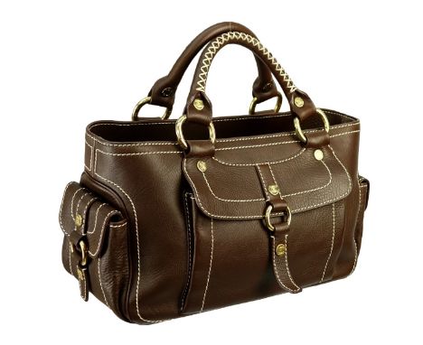 Celine Brown Leather Boogie Bag Front Pocket Bag. Gold tone hardware, brown canvas interior. Dustbag included. Labeled approp