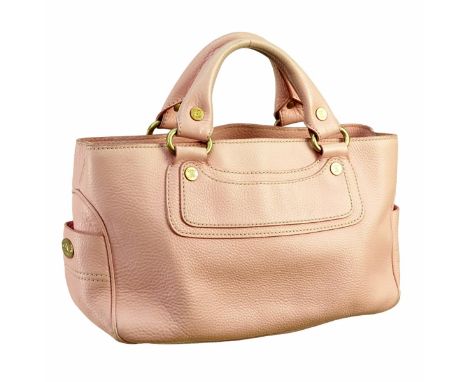 Celine Pink Leather Boogie Bag. Brushed gold hardware, beige suede interior. Labeled appropriately. Serial #CE10/04. Measures