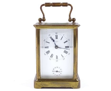 A 19th century French brass-cased carriage clock, dated 1875, case height 11cm 