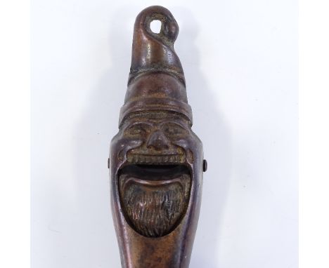 A Victorian gilded iron gnome design nutcracker, length 18cm 