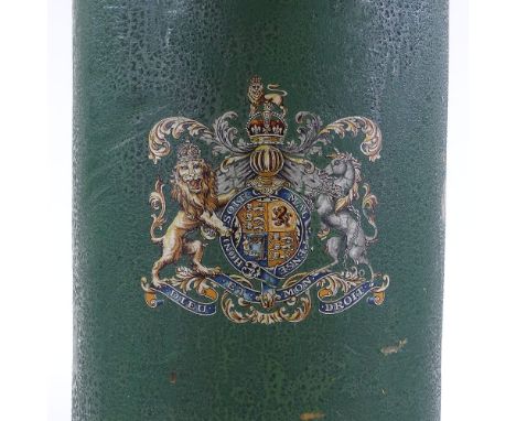 A George VI green painted stick stand, with Royal coat of arms, height 56cm 