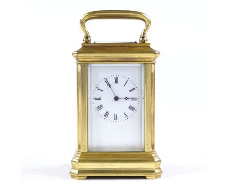A miniature French brass-cased carriage clock, case height 7cm 