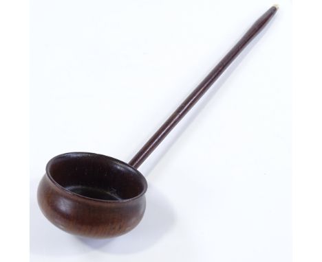 A 19th century mahogany toddy ladle, with ivory finial, length 36cm 