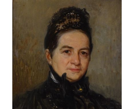 Sebastian Lucius, oil on canvas, portrait of a woman, inscribed verso with date 1898, 22" x 18", framed 