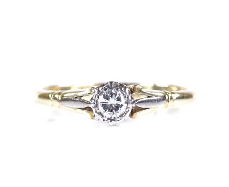 An 18ct gold solitaire diamond ring, with platinum-topped settings, setting height 4.9mm, size N, 2.6g 