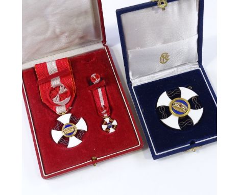 2 Continental enamel medals, cased 