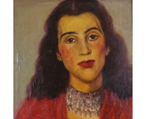 Peter Gilman (1928 - 1984), oil on canvas, portrait of a young woman, 24" x 20", framed 