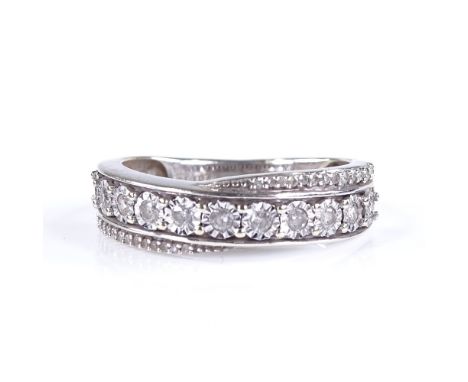 A 9ct gold diamond half-eternity ring, total diamond content approx 0.2ct, setting height 5.1mm, size K, 2.6g 