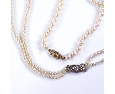 2 graduated cultured pearl necklaces 
