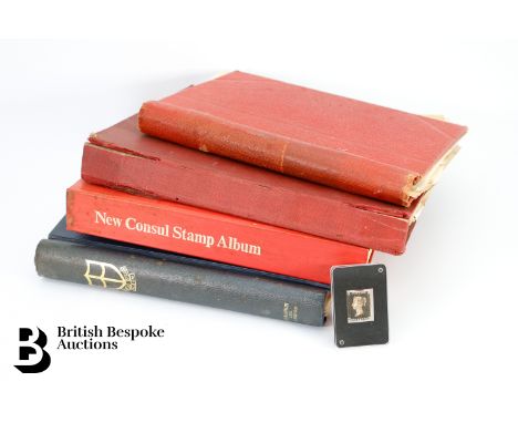 GB QV 1840 1d penny black, MH, red MC cross cancel, three good margins, housed in a perspex frame together with four GB and C