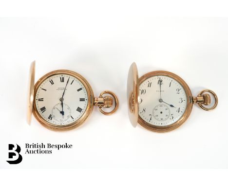 An Edward Glasgow gold plated full hunter self wind pocket watch, case measures 50mm, white enamel face with Arabic dial, 10k