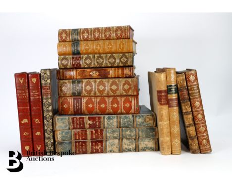 Quantity of leather bound books, including Macaulay's Lays of Rome 1855, Literiture of the Victorian Era by Hugh Walker 1910,