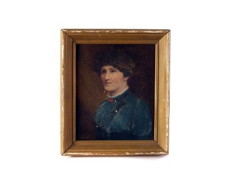 Oil on canvas, depicting a female portrait, together with a watercolour of Harold Wilson (2)
