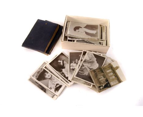 A collection of silver nitrate and later portrait postcards, including actors and actresses, Royalty and more (parcel)